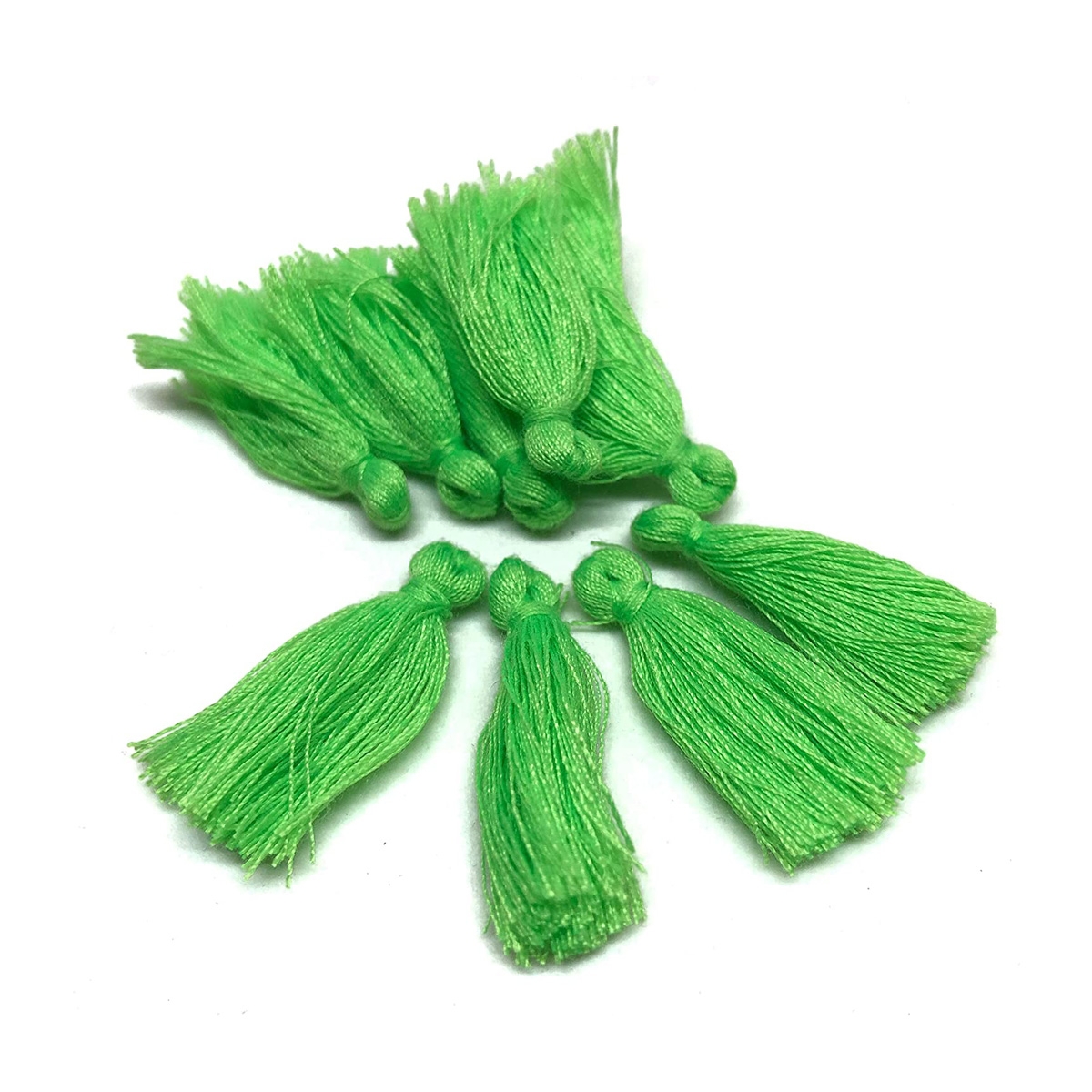 Handmade Mini DIY Tassels 27mm in Long with 0.5mm Loops for Jewelry and Craft Making (Green) 